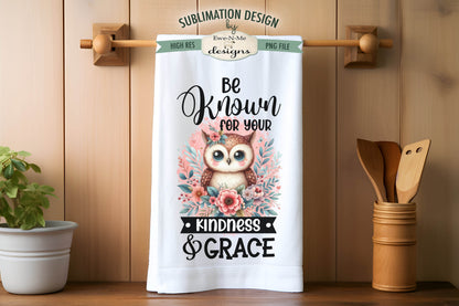 Pink Owls KIndness  - Kitchen Towel Sublimation Designs