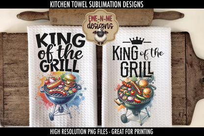 King of The Grill Fathers Day - Kitchen Towel Sublimation Designs