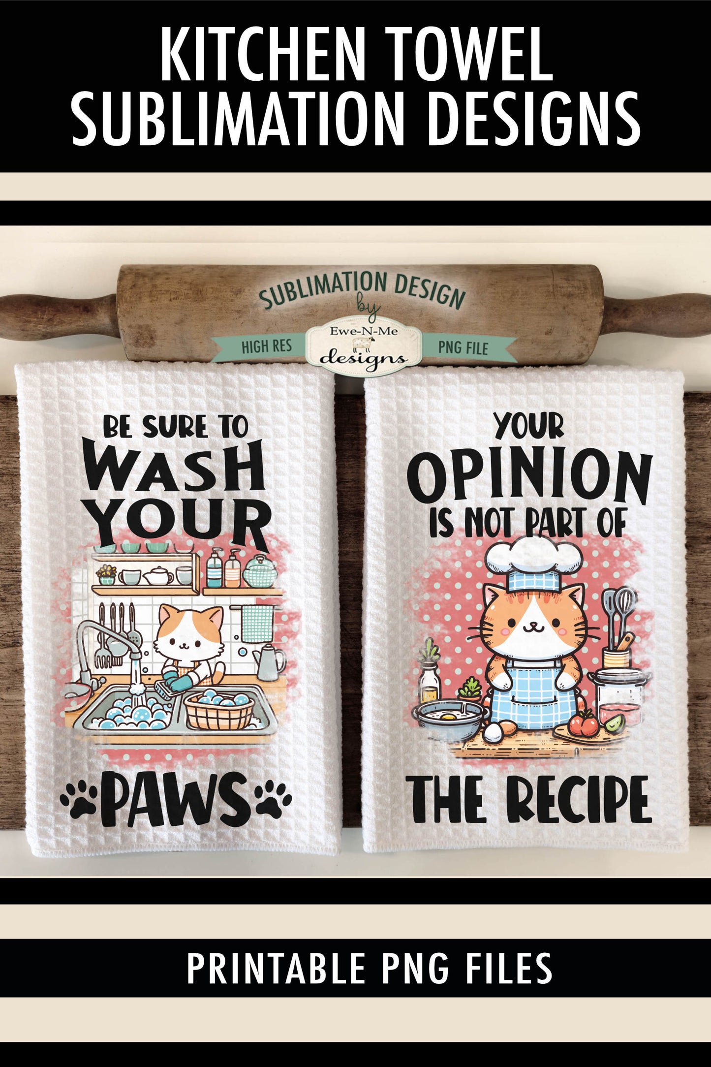 Funny Kitchen Cats - Kitchen Towel Sublimation Designs