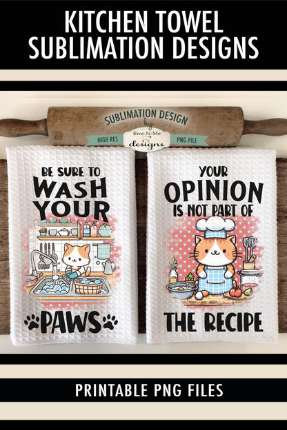 Funny Kitchen Cats - Kitchen Towel Sublimation Designs