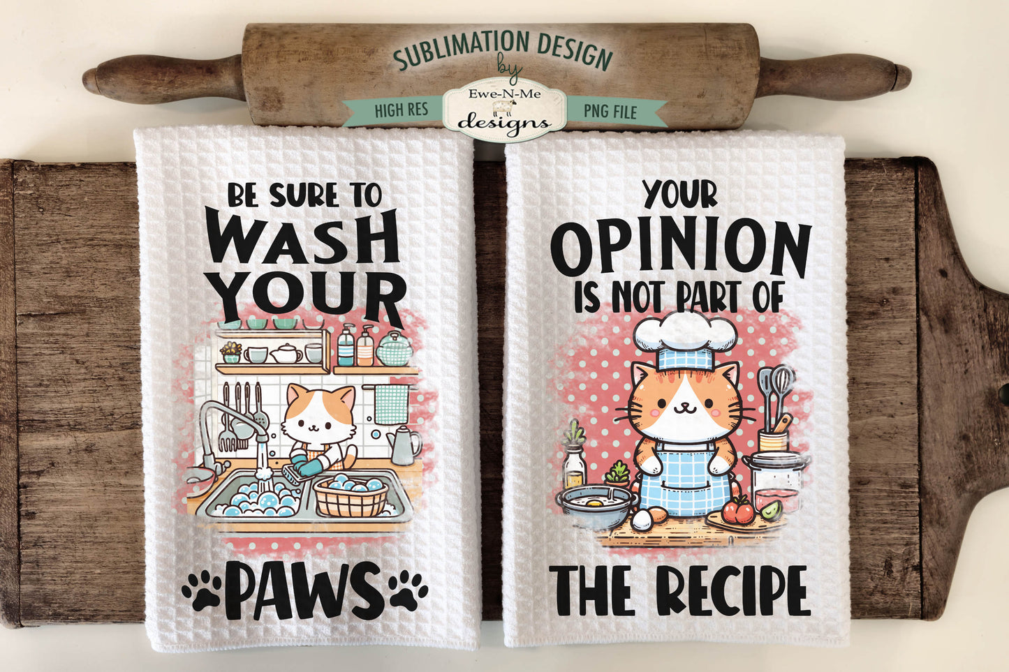 Funny Kitchen Cats - Kitchen Towel Sublimation Designs