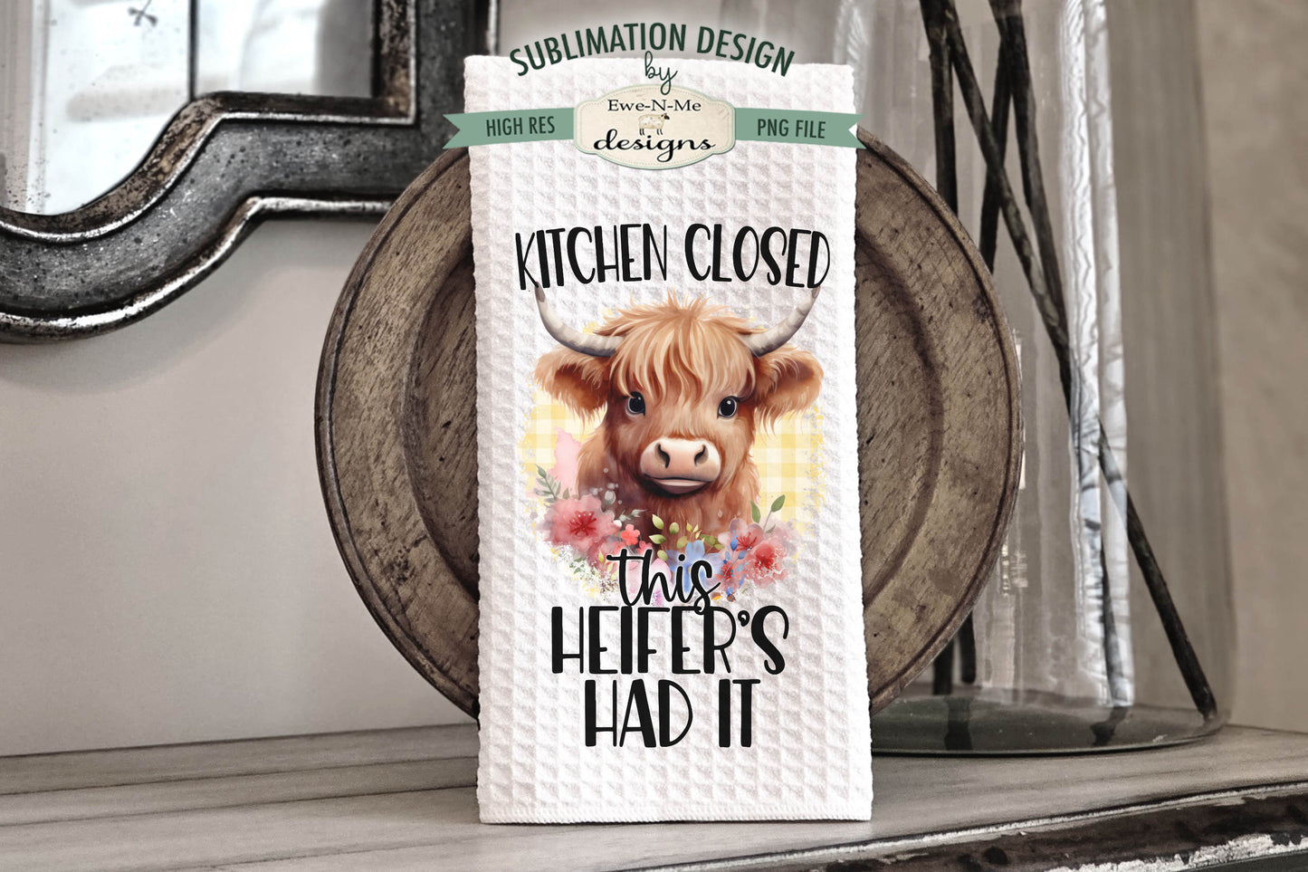 Funny Highland Cows - Bundle of 5 - Kitchen Towel Sublimation Designs