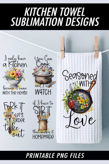 Funny Country Kitchen - Bundle of 5 - Kitchen Towel Sublimation Designs