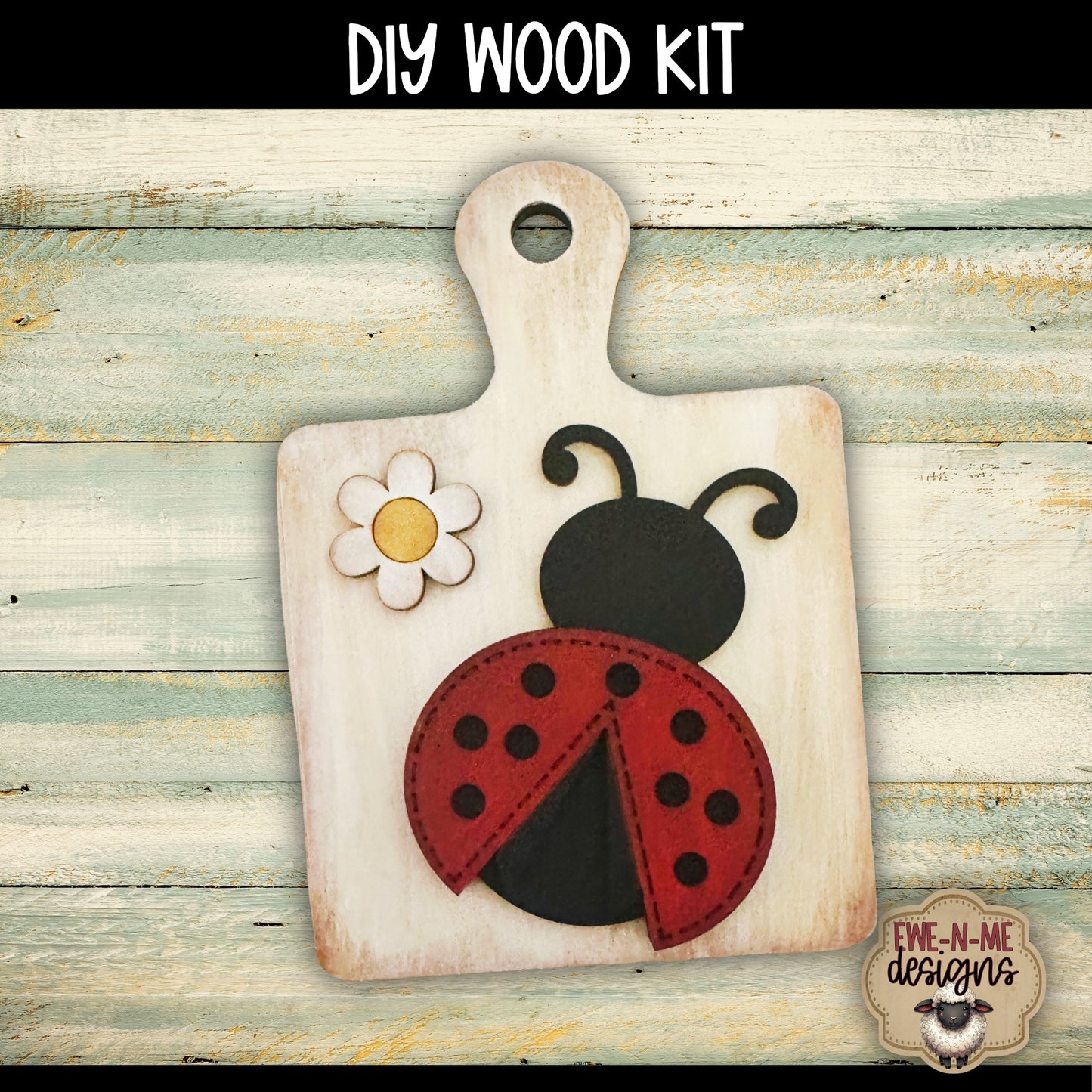 Ladybug and Daisy Cutting Board Mini Sign | DIY WOOD KIT