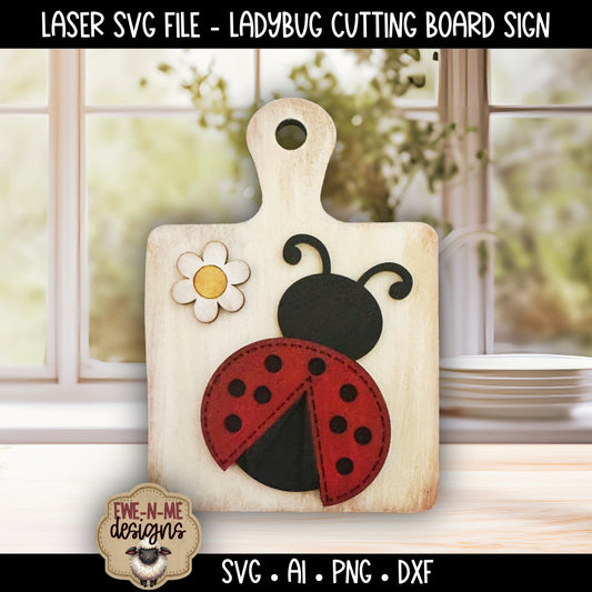 Ladybug Daisy Cutting Board Shelf Sitter | Laser Cut SVG File