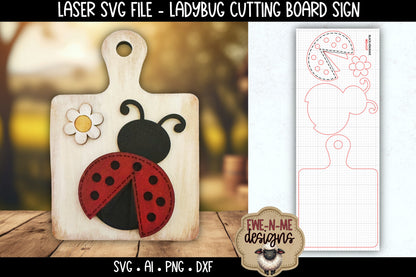Ladybug Daisy Cutting Board Shelf Sitter | Laser Cut SVG File