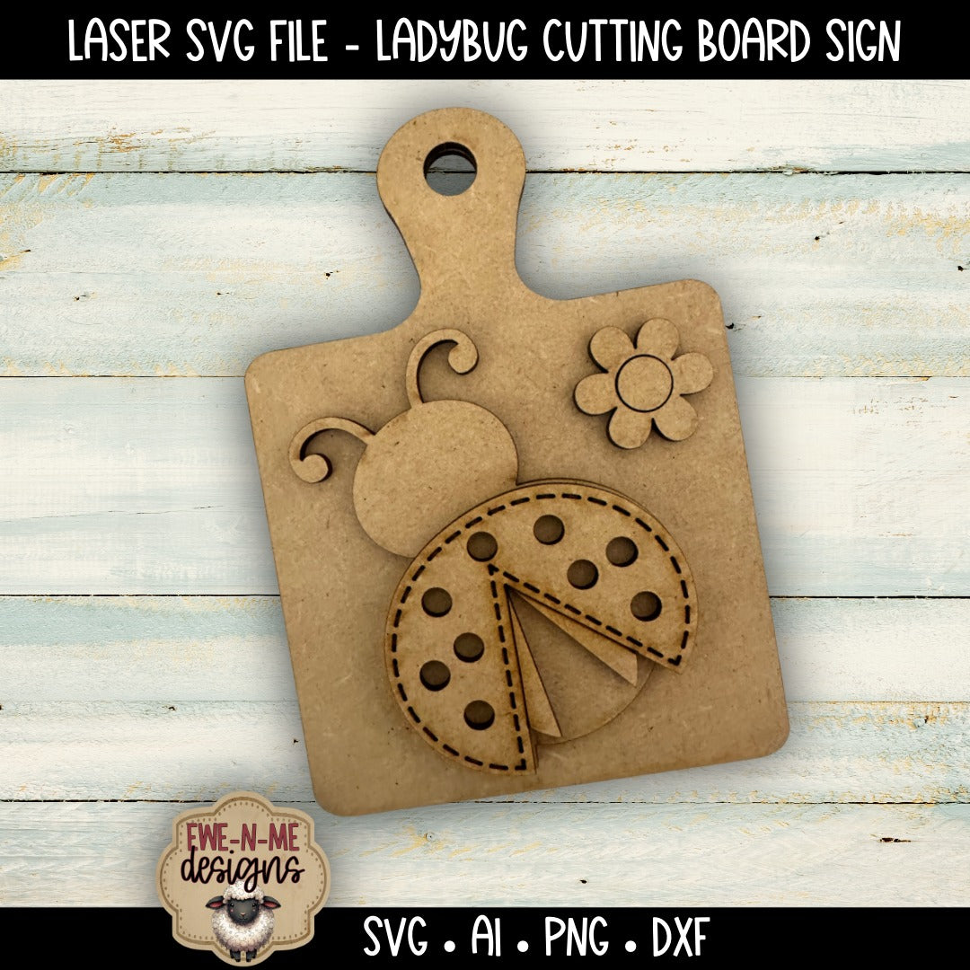 Ladybug Daisy Cutting Board Shelf Sitter | Laser Cut SVG File
