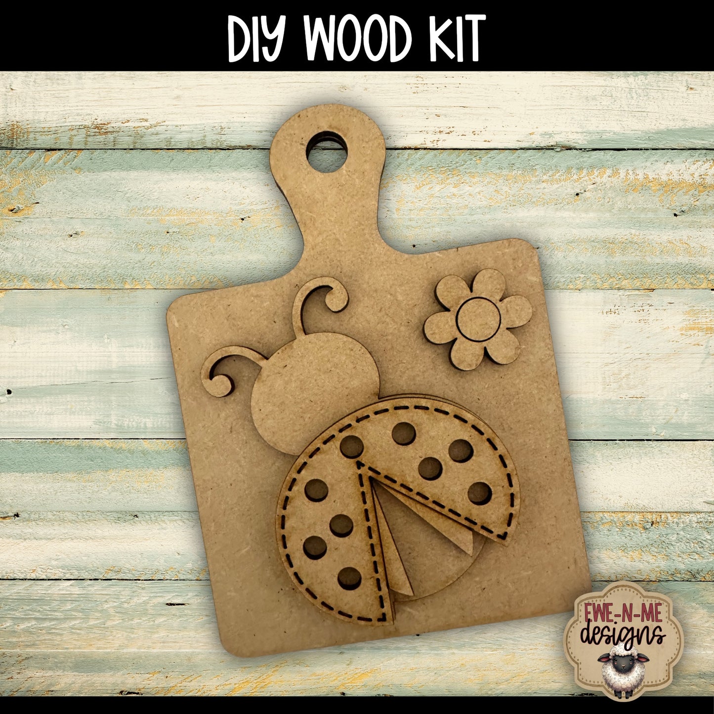 Ladybug and Daisy Cutting Board Mini Sign | DIY WOOD KIT