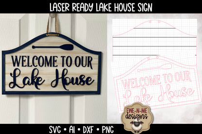Welcome Lake House Door Sign - Laser Cut SVG