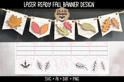 Fall Leaves Banner - Laser Cut SVG