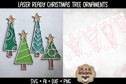 Whimsical Christmas Tree 4 Designs  - Laser Cut SVG