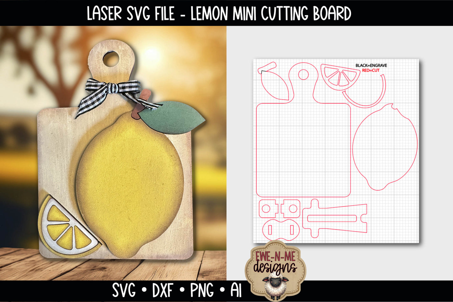 Lemon Cutting Board Shelf Sitter | Laser Cut SVG File