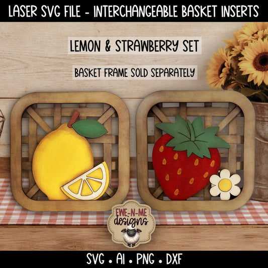 Interchangeable Tobacco Basket Inserts - Strawberry and Lemon | Laser Cut SVG File