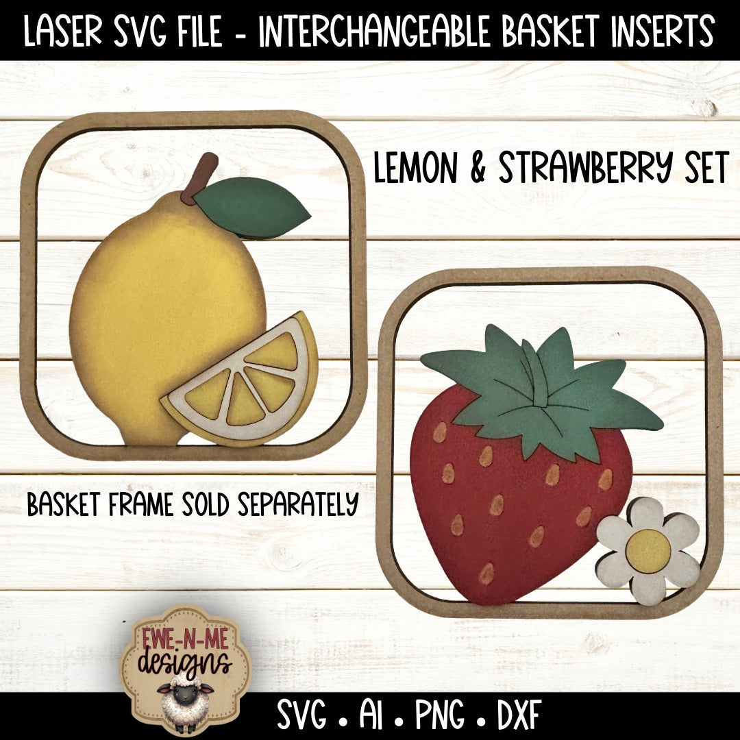 Interchangeable Tobacco Basket Inserts - Strawberry and Lemon | Laser Cut SVG File