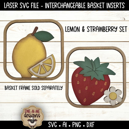 Interchangeable Tobacco Basket Inserts - Strawberry and Lemon | Laser Cut SVG File