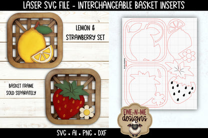 Interchangeable Tobacco Basket Inserts - Strawberry and Lemon | Laser Cut SVG File