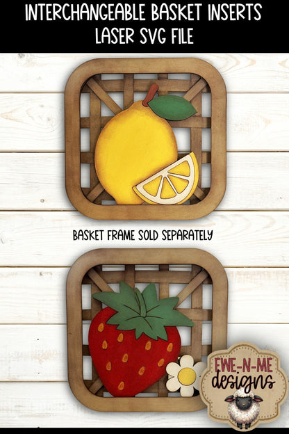 Interchangeable Tobacco Basket Inserts - Strawberry and Lemon | Laser Cut SVG File