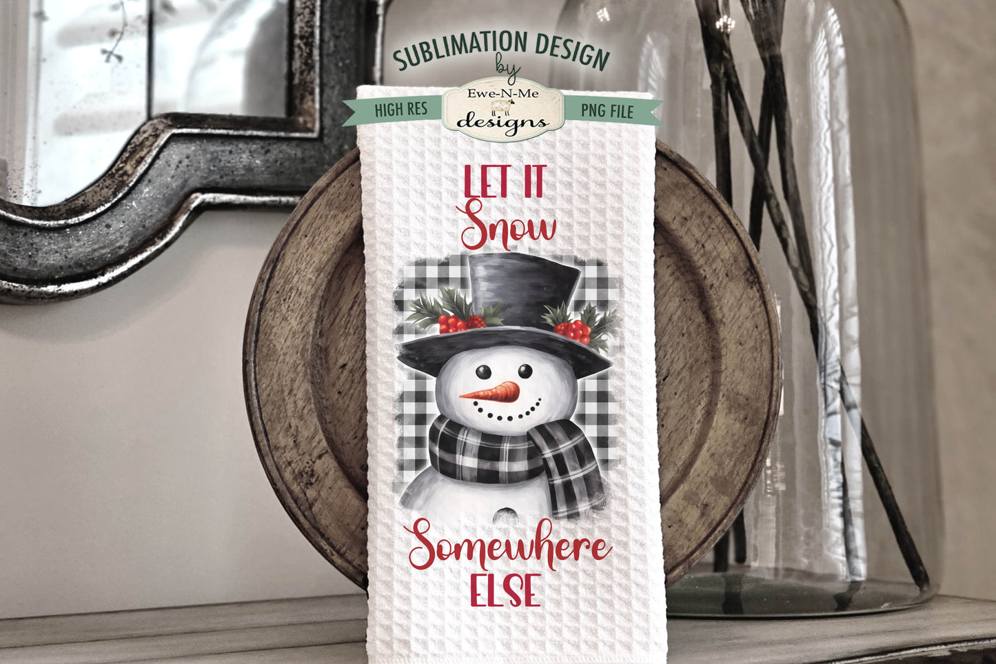 Buffalo Plaid Snowmen - Bundle of 5 - Kitchen Towel Sublimation Designs
