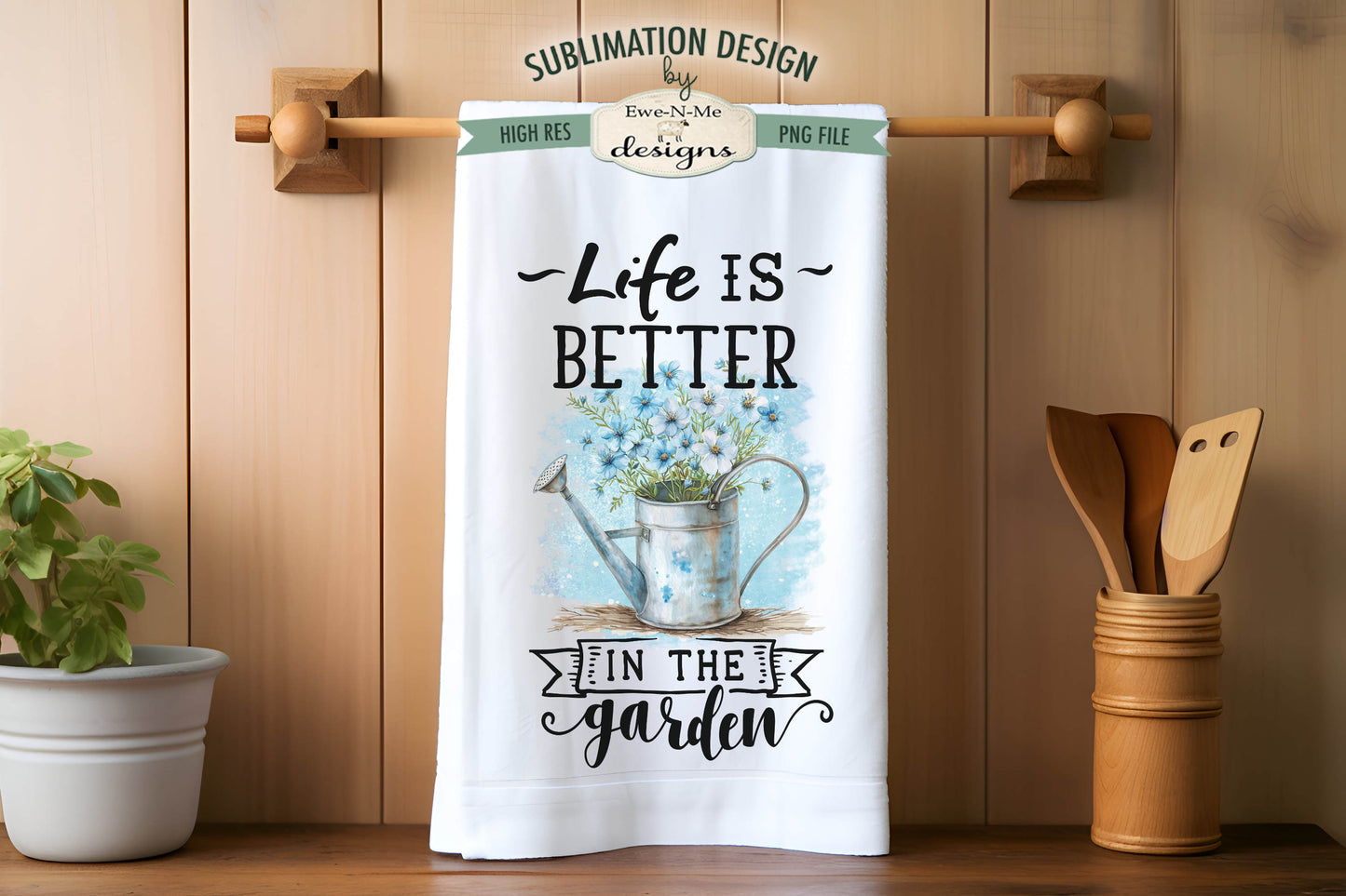 Gardening Watering Cans - Bundle of 5 - Kitchen Towel Sublimation Designs