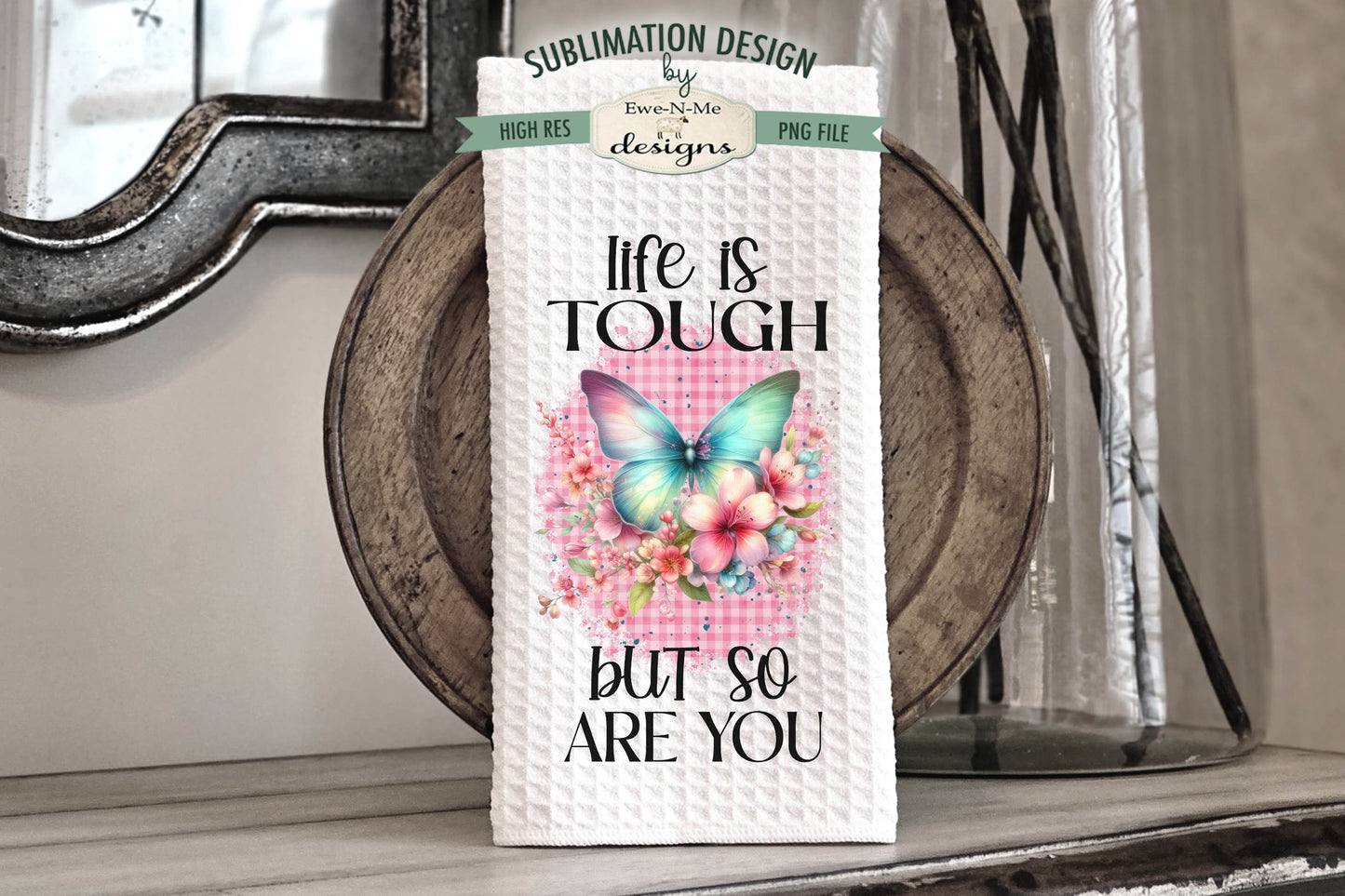 Butterfly Floral - Kitchen Towel Sublimation Designs