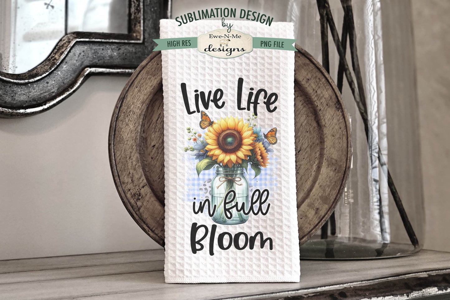 Assorted Flowers In Mason Jars - Bundle of 10 - Kitchen Towel Sublimation Designs
