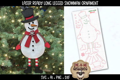 Long Legged Snowman Ornament | Laser Cut SVG File