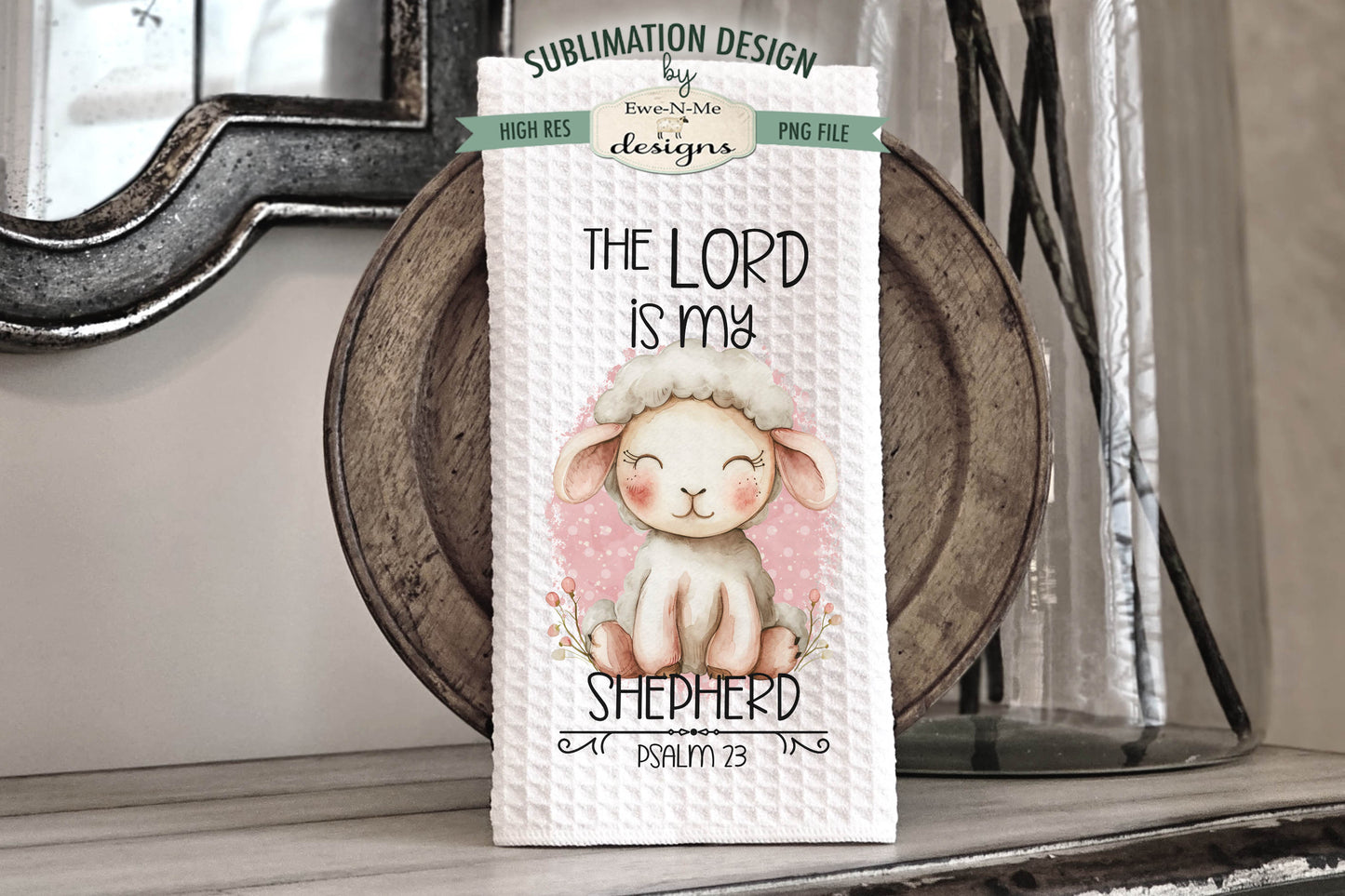 Faith Based Sheep (pink) - Kitchen Towel Sublimation Designs
