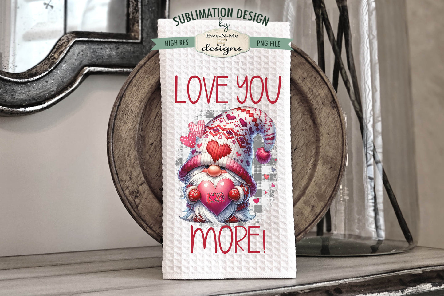 Valentine Gnome - Bundle of 5 - Kitchen Towel Sublimation Designs