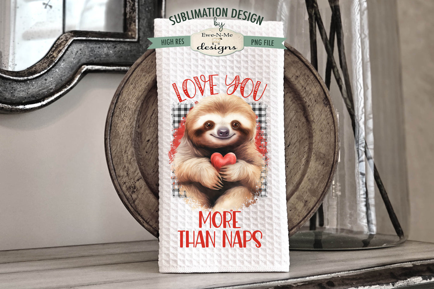 Valentine Sloths - Kitchen Towel Sublimation Designs