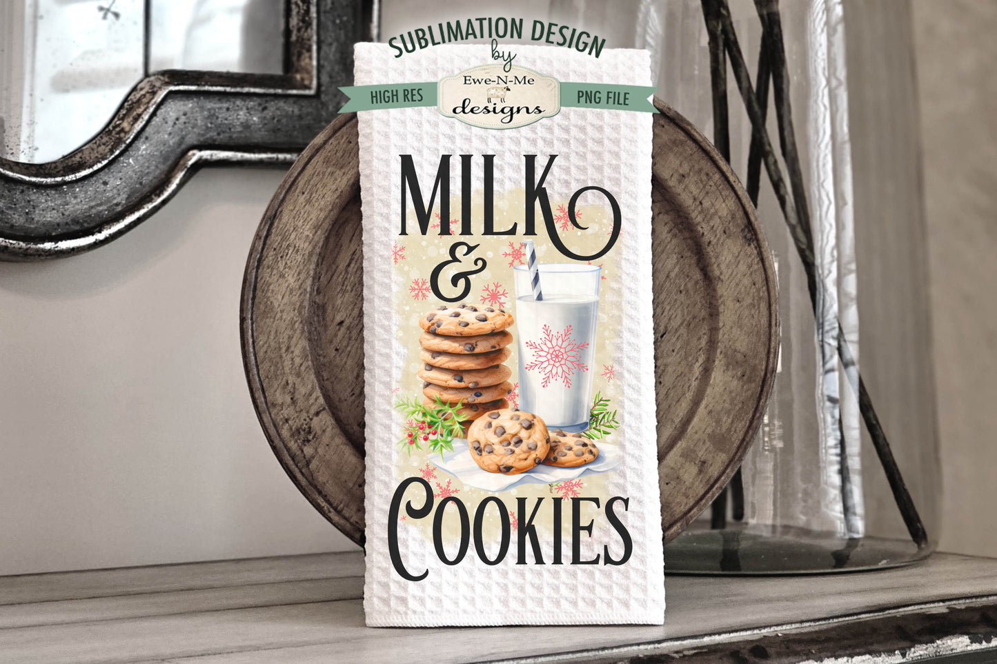 Milk and Cookies - Kitchen Towel Sublimation Designs
