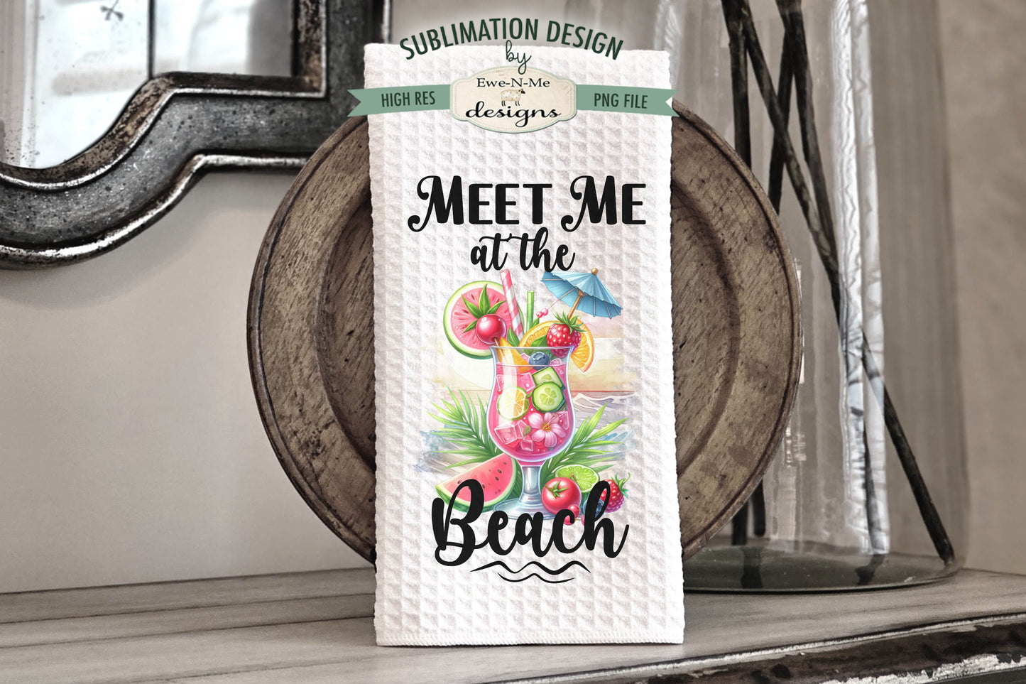 Tropical Beach Drinks - Kitchen Towel Sublimation Designs