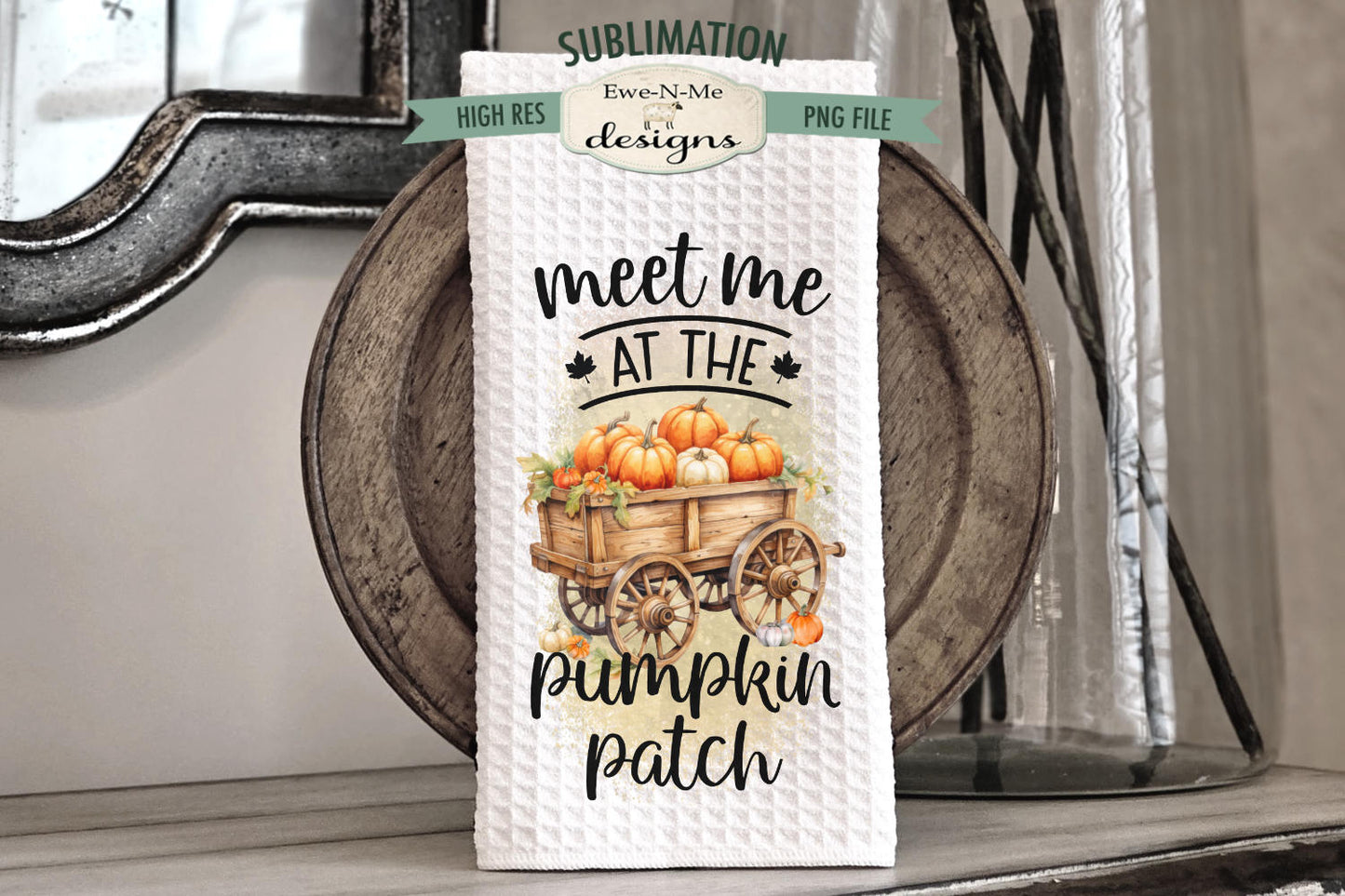 Harvest Pumpkin Wagon - Kitchen Towel Sublimation Designs