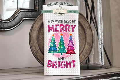 Bright Colored Christmas Trees - Kitchen Towel Sublimation Designs