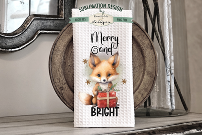Christmas Fox - Kitchen Towel Sublimation Designs