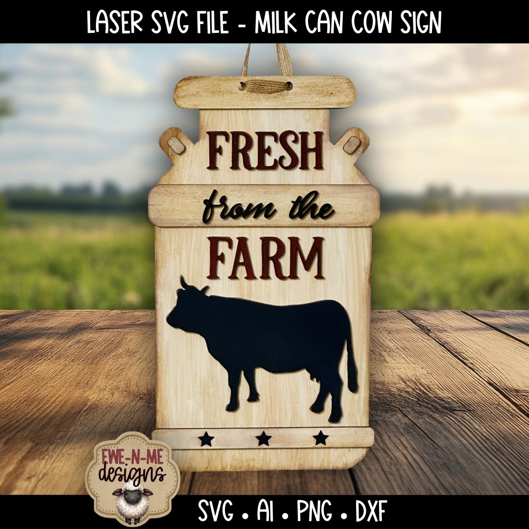 Milk Can Cow Door Hanger Sign | Laser Cut SVG File