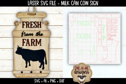 Milk Can Cow Door Hanger Sign | Laser Cut SVG File