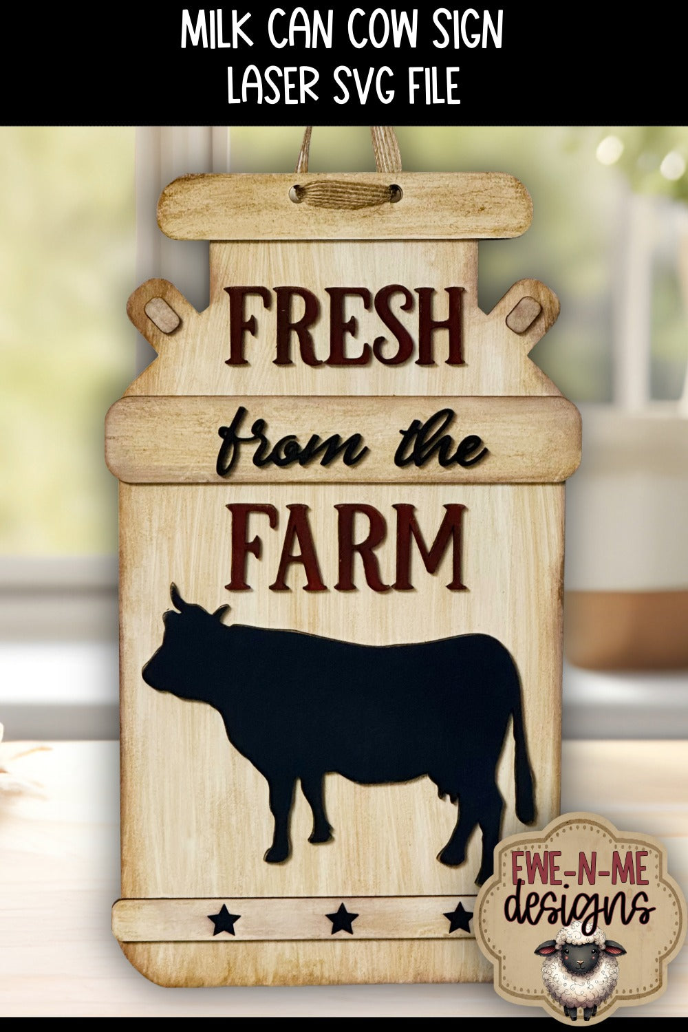 Milk Can Cow Door Hanger Sign | Laser Cut SVG File