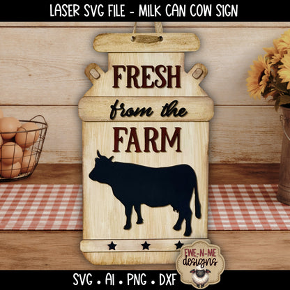 Milk Can Cow Door Hanger Sign | Laser Cut SVG File