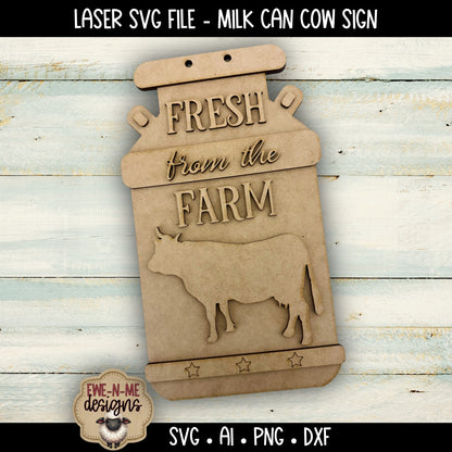 Milk Can Cow Door Hanger Sign | Laser Cut SVG File