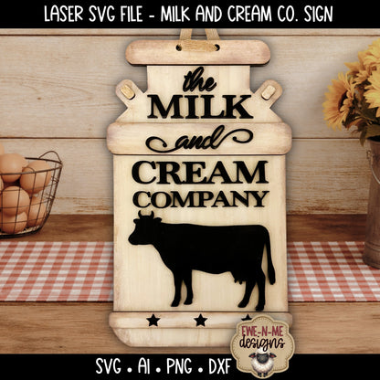 Milk and Cream Compant Door Hanger Sign | Laser Cut SVG File