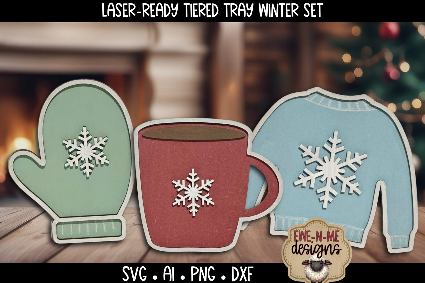 Winter Tiered Tray Six Designs SVG Set - Laser Cut SVG