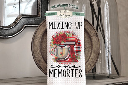 Red Christmas Stand Mixers Poinsettia - Kitchen Towel Sublimation Designs