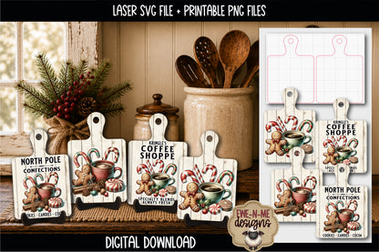 Gingerbread Christmas Cutting Board Bundle | Laser Cut SVG File + Printable PNG Files