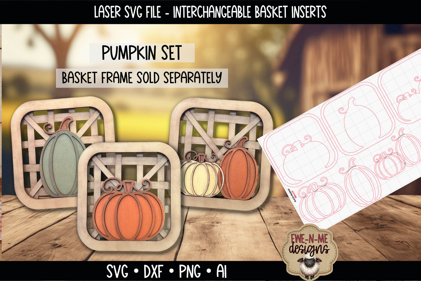 Interchangeable Tobacco Basket Inserts - Pumpkins | Laser Cut SVG File