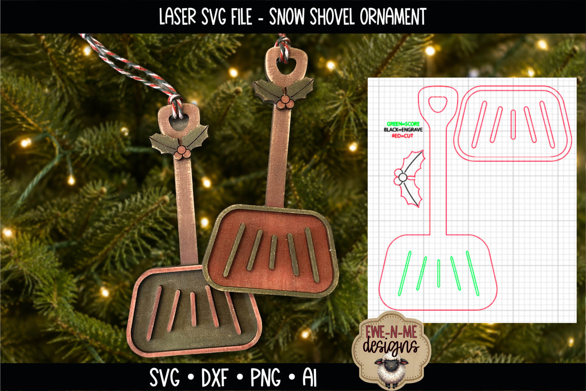 Snow Shovel Ornament | Laser Cut SVG File