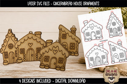 Gingerbread House Ornaments | 4 Laser Cut SVG Files