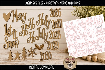Christmas Words and Icons Bundle | Laser Cut SVG Files