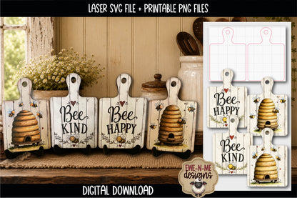 Bee Cutting Board Bundle | Laser Cut SVG File + Printable PNG Files