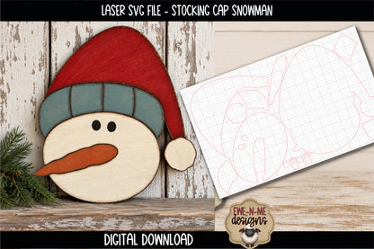 Stocking Cap Snowman Face | Laser Cut SVG File