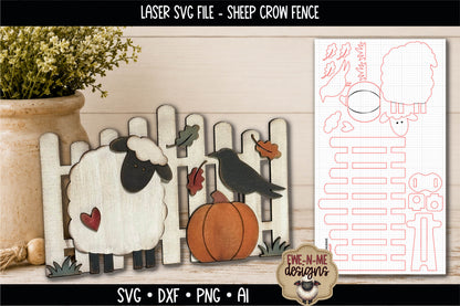 Fall Pumpkin, Crow and Sheep Fence | Laser Cut SVG File